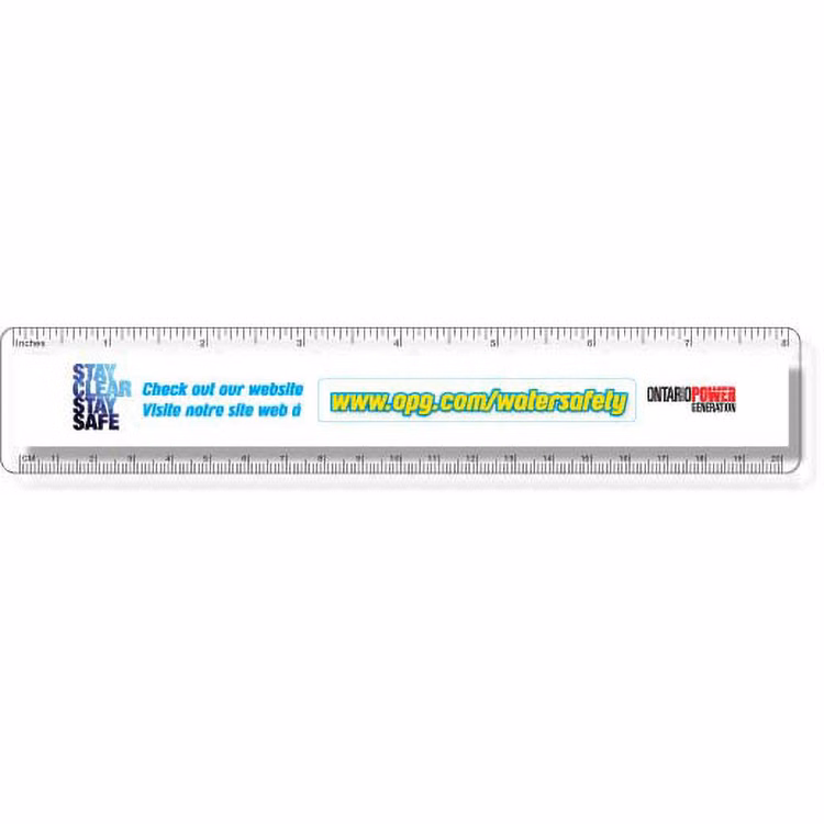 .020 Clear Plastic Rulers, 1.5"x8.25" Rectangle / Round Corner, Full Colour Digital Imprint