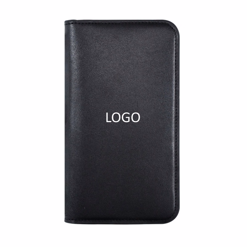 Leather case wallet wireless charging power bank