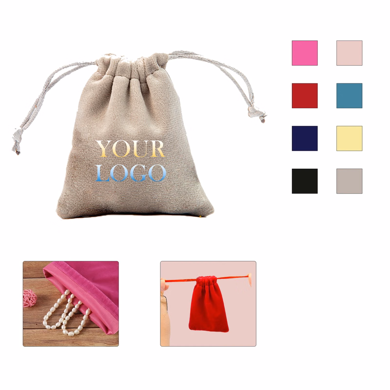 MOQ:50pcs Flannelette Drawstring Pouch