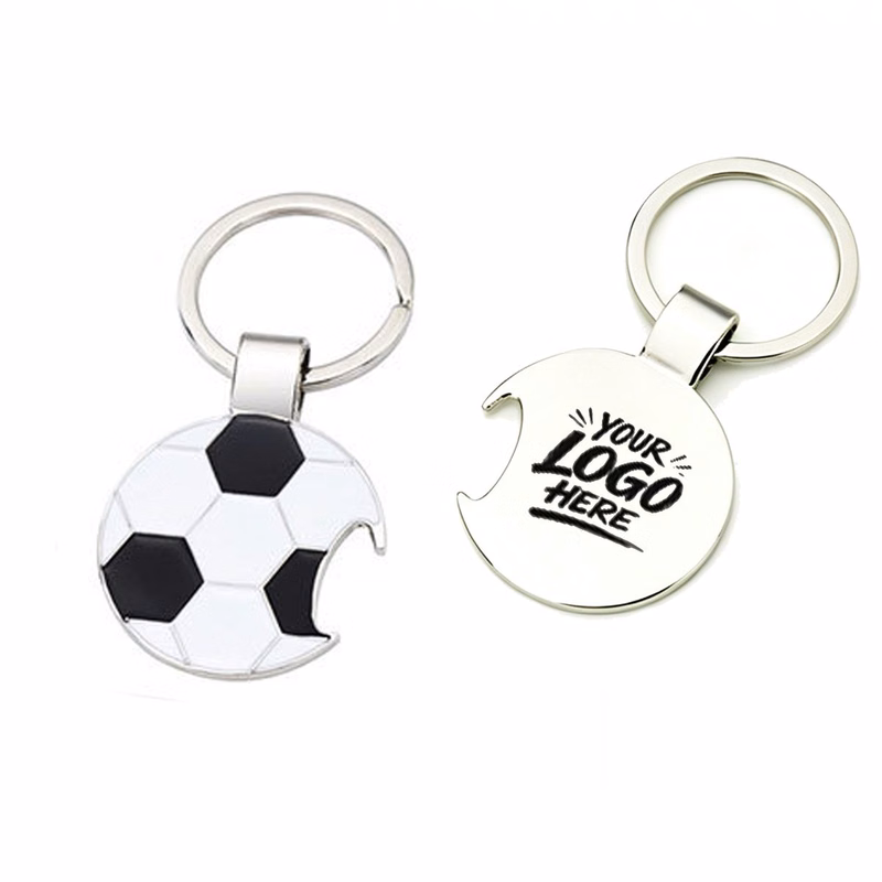MOQ30 Zinc Alloy Key Chain with Soccer Bottle Opener