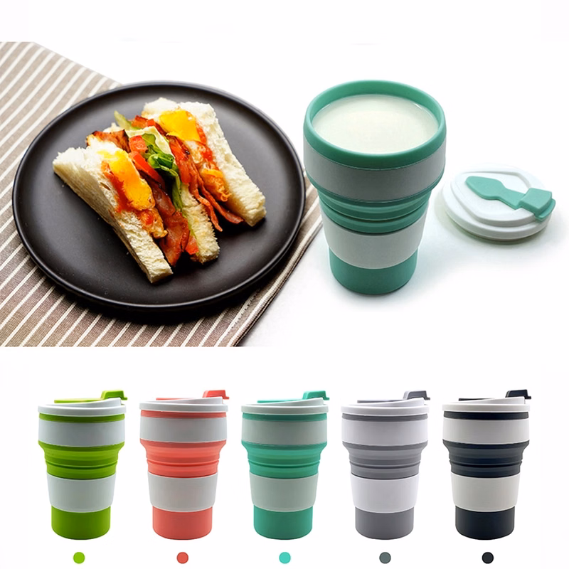 Silicone Portable Folding Water Cup With Lid