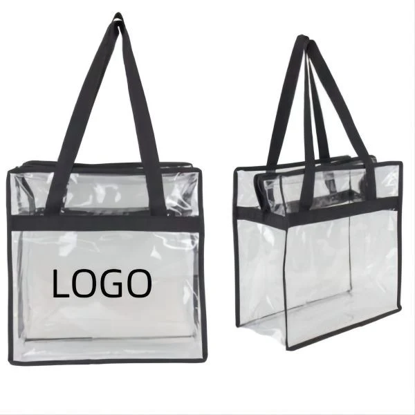 Clear Double Zipper Pull Closure Tote Bag 1