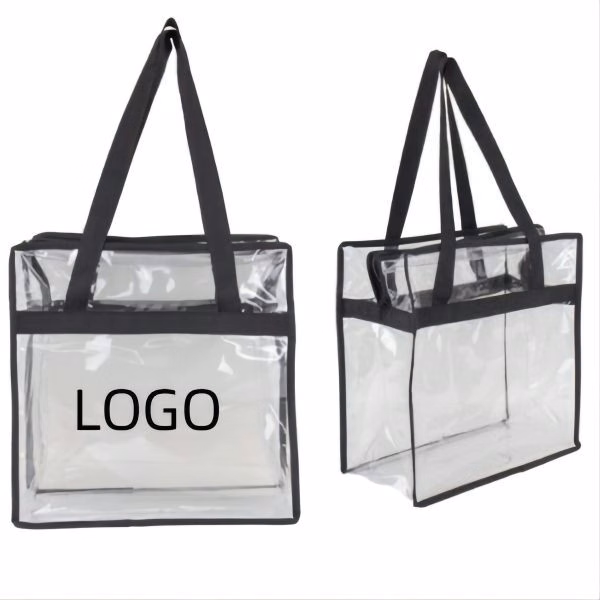 Clear Double Zipper Pull Closure Tote Bag