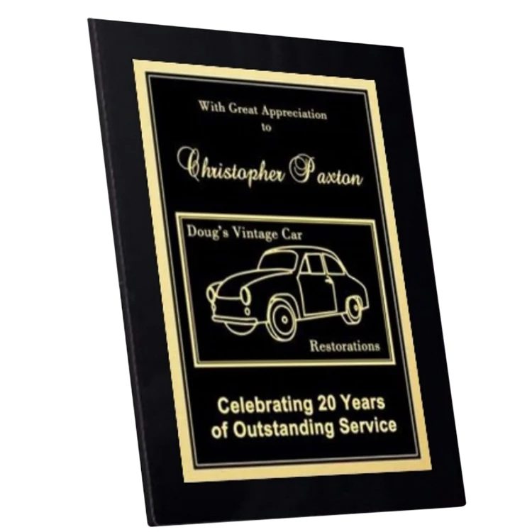 Double Plate Lasered Plaque-Black Slim Line 1