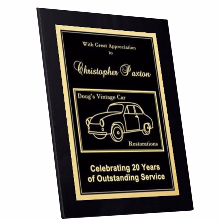 Double Plate Lasered Plaque-Black Slim Line