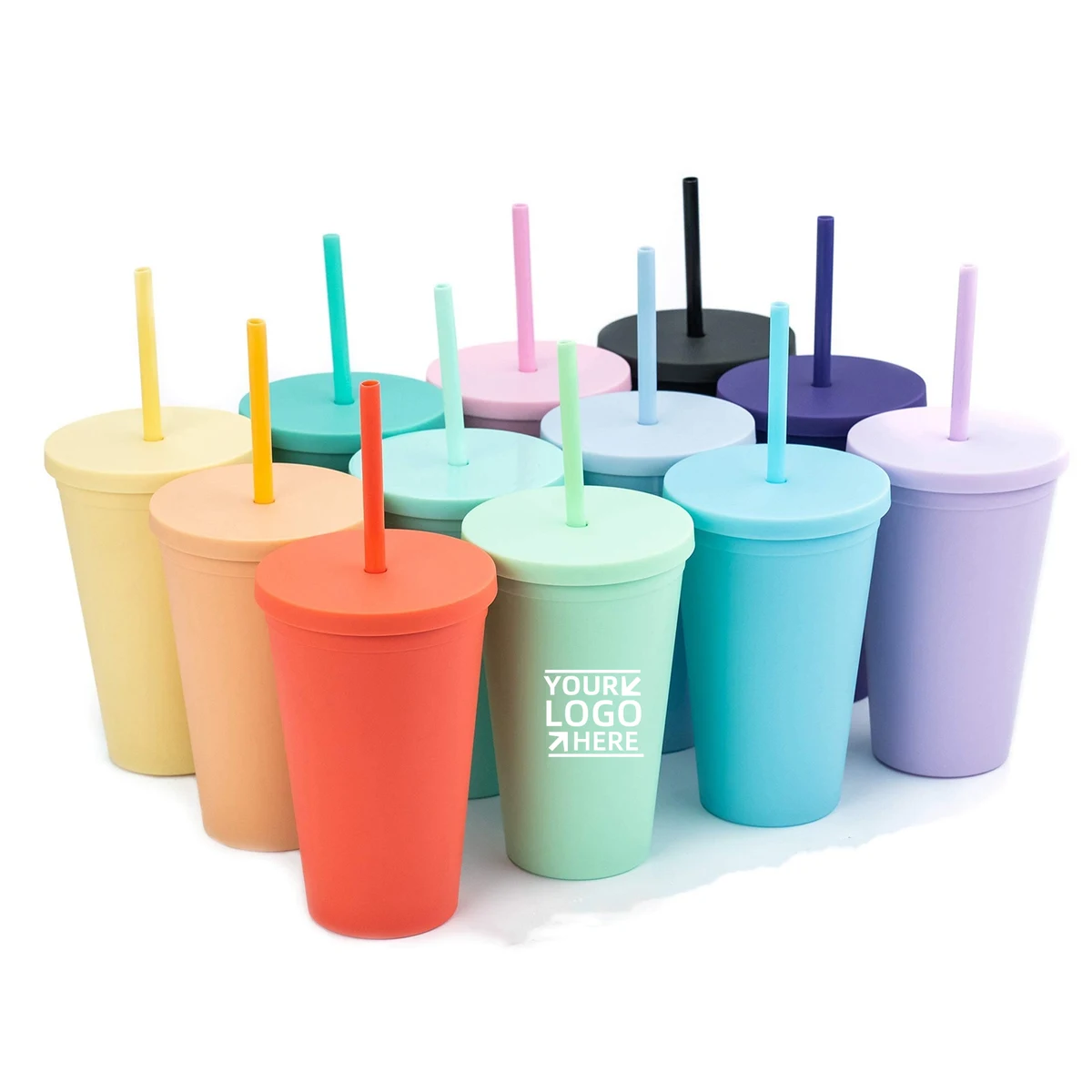 24 oz Insulated Tumbler with Straw and Lid 1
