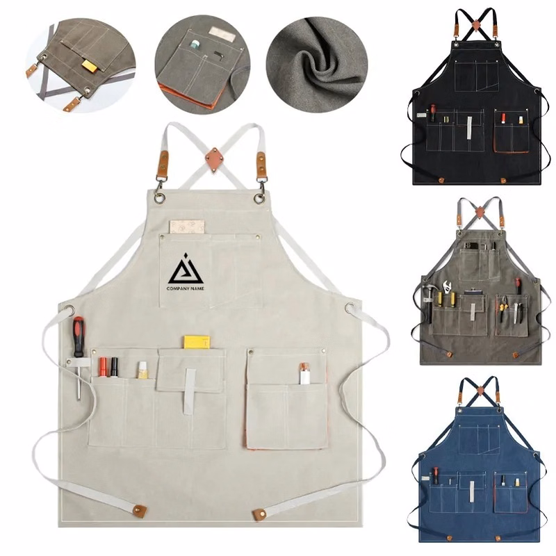 Unisex Chef Apron Cross Back Straps Apron With Pockets