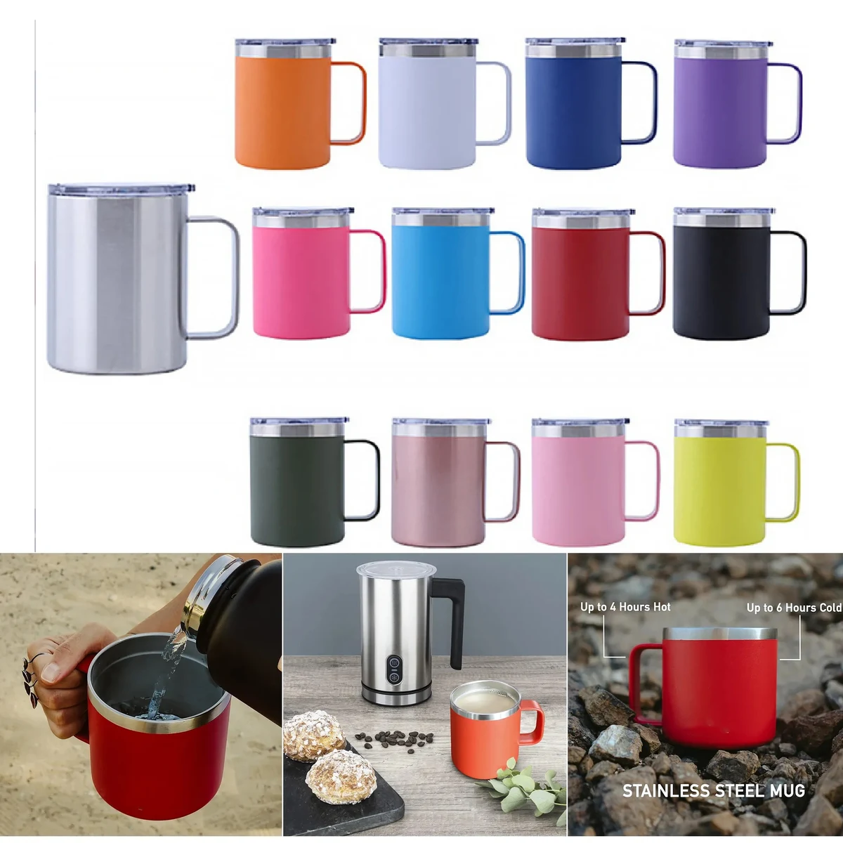 Double wall stainless steel Camper Vacuum Mug 12oz 1
