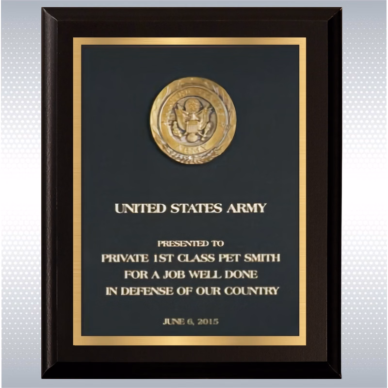 Black Finish Plaque W/ Medal