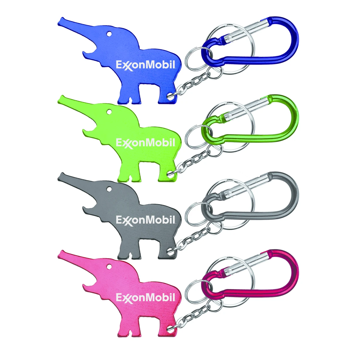 Metal Elephant Shape Bottle Opener with Key Ring & Carabiner 1