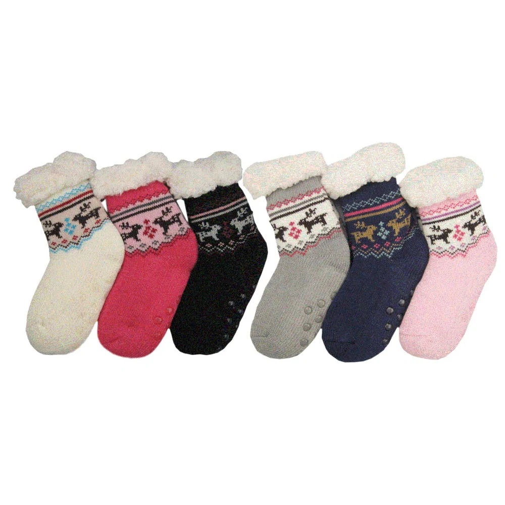 Girls' Crew Slippers - Sherpa Lined Non-Slip Assorted Colors 1