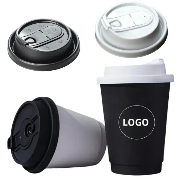 12 oz Eco-Friendly Disposable Paper Cups with Lids 1