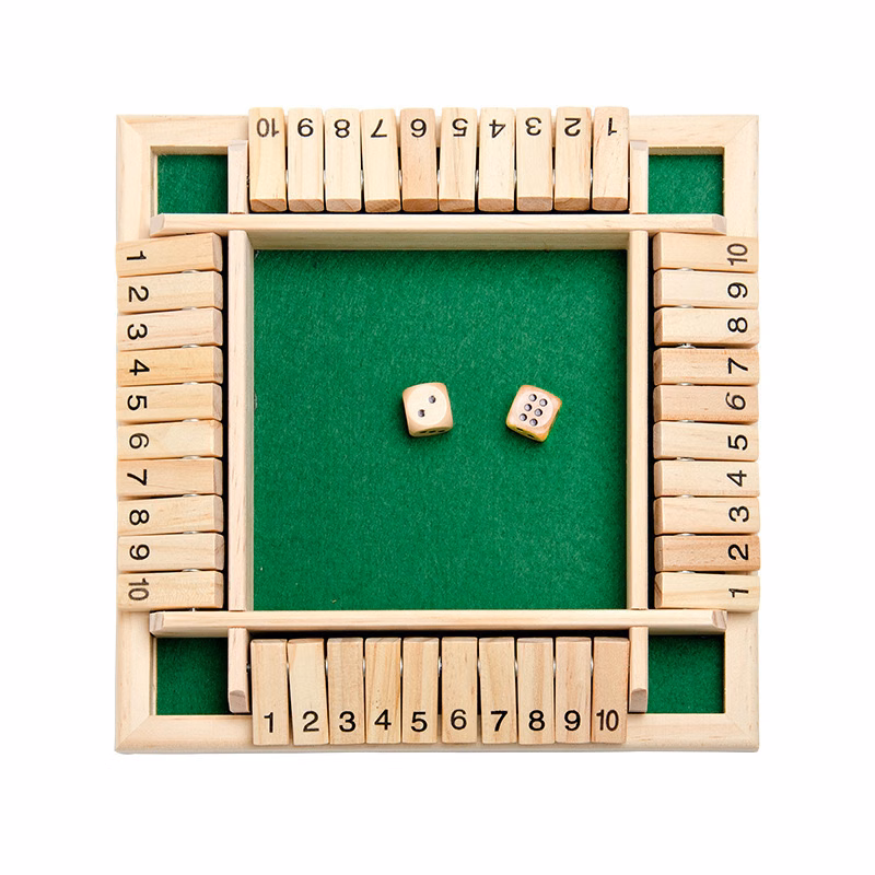 10 Numbers Traditional Wooden Bar Board Family Game Dice