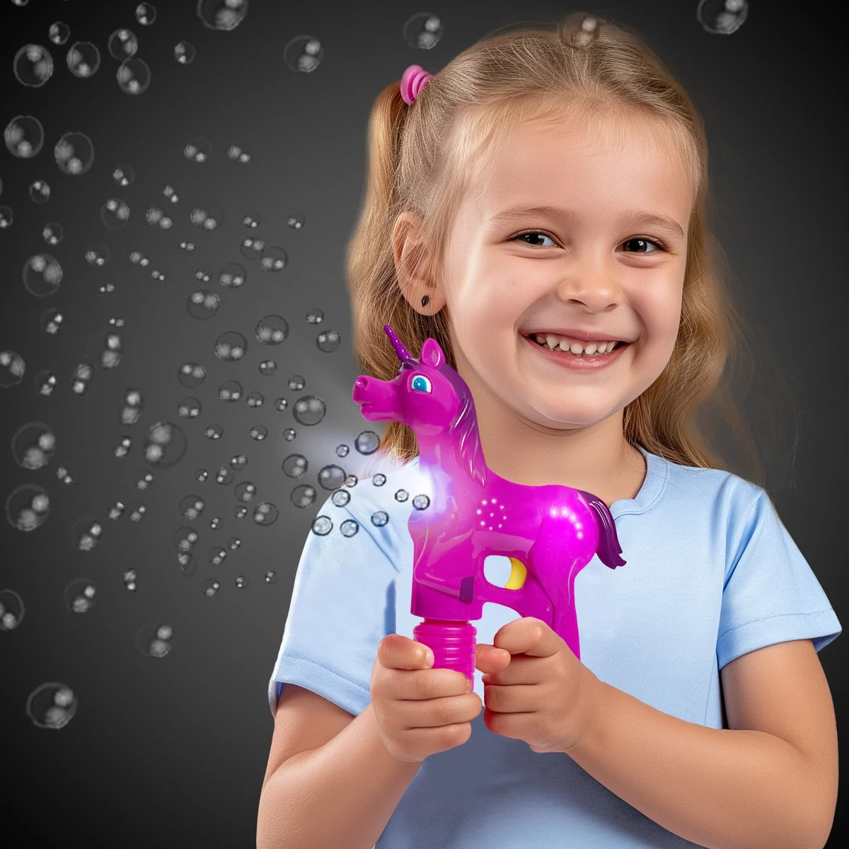 Magical Pink Unicorn LED Bubble Gun 1
