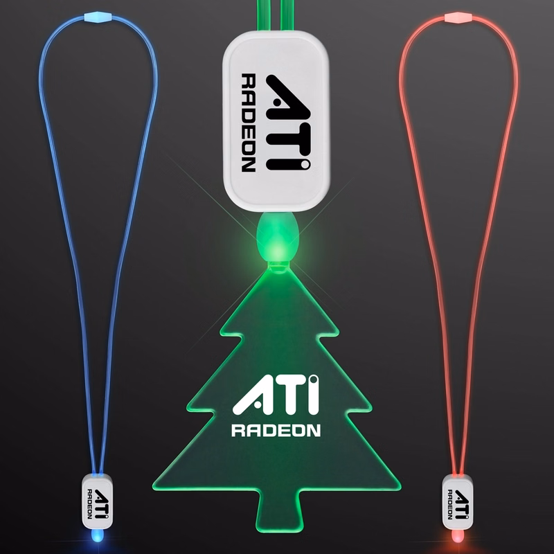 LED Neon Lanyard with Acrylic Tree Pendant