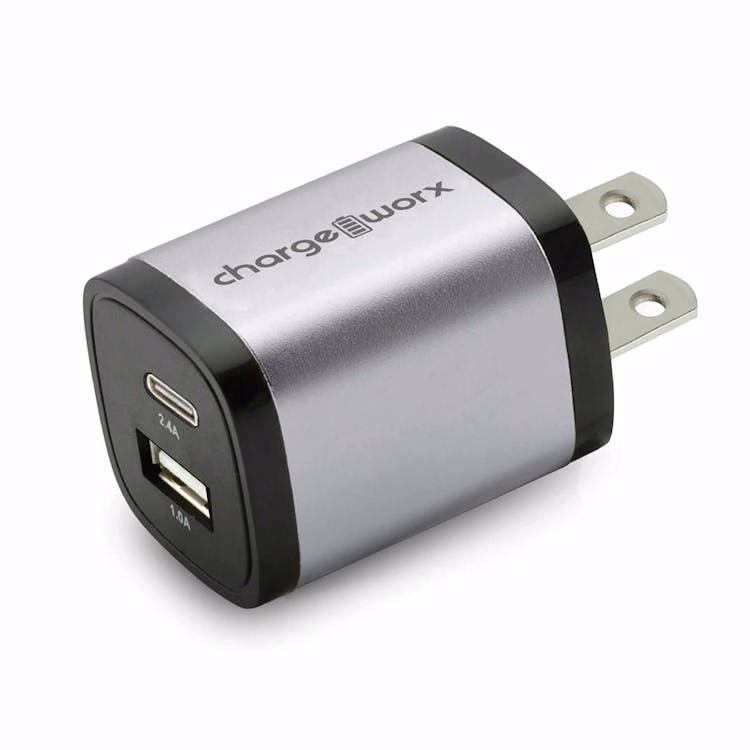 Compact USB and USB-C Wall Chargers - Silver