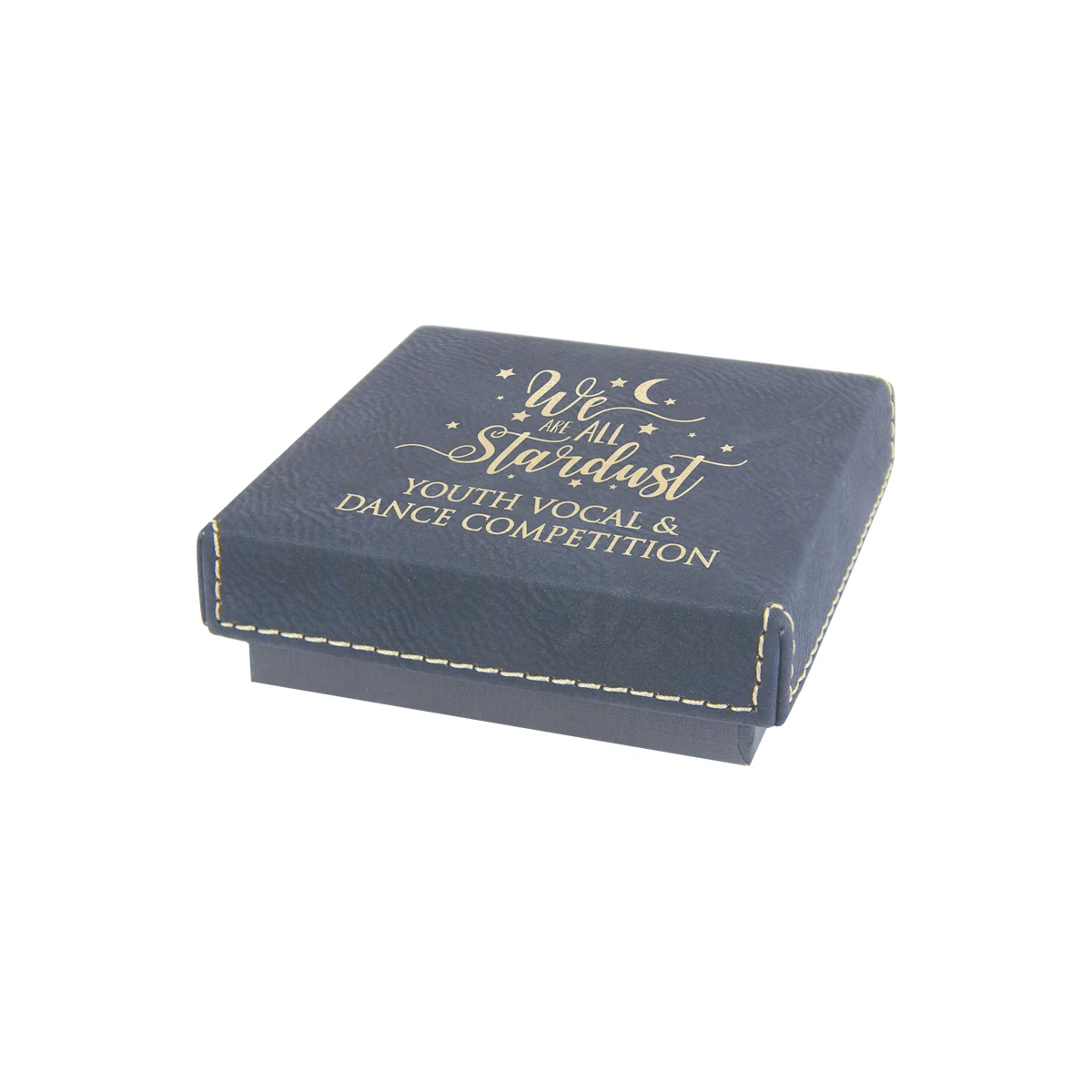 3 1/2" x 3 1/2" Black/Gold Leatherette Box 1