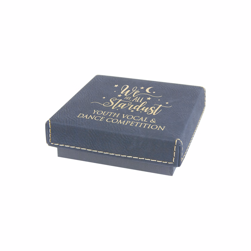 3 1/2" x 3 1/2" Black/Gold Leatherette Box
