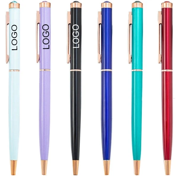 Diamond Top Slim Twist Metal Ballpoint Pen 1