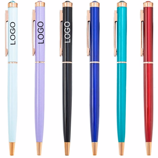 Diamond Top Slim Twist Metal Ballpoint Pen