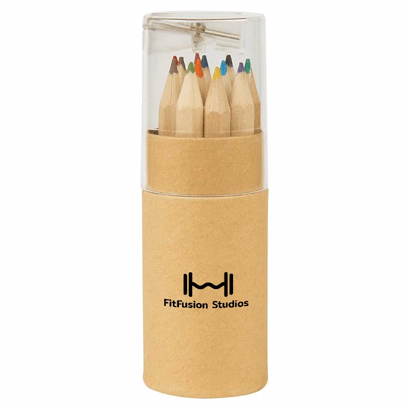 12-Piece Colored Pencil Set In Tube With Sharpener