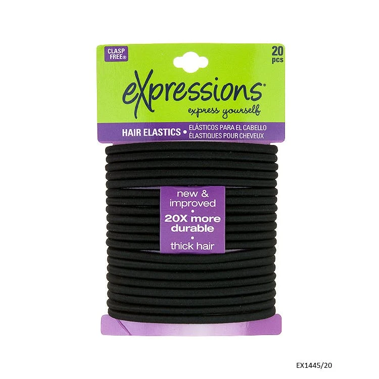 Elastic Hair Bands - 20 Pack Black Thick Hair 1