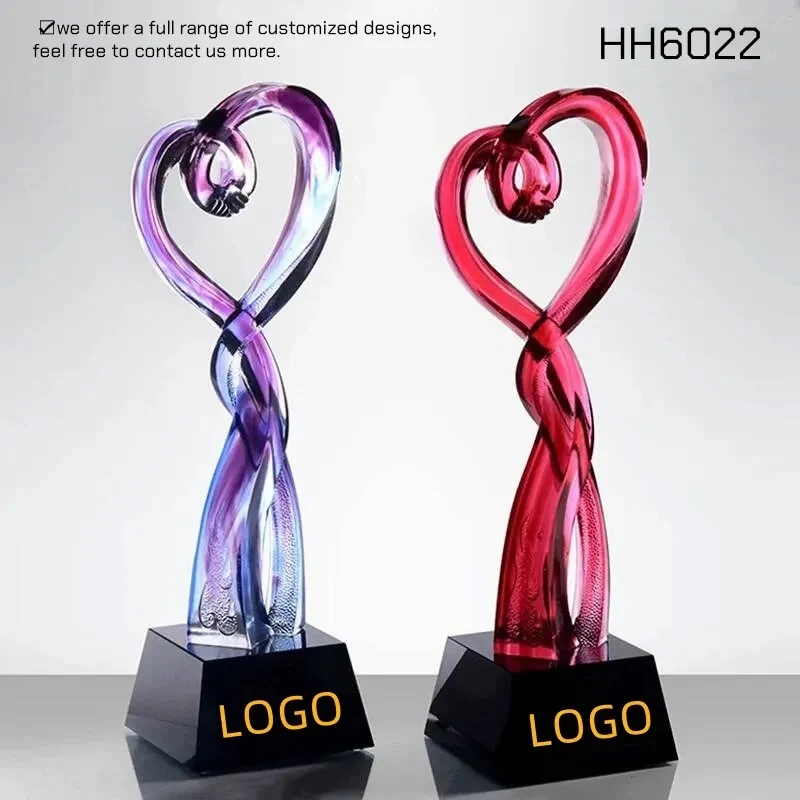Creative Glazed Crystal Heart-Shaped Trophy Award LOT 1