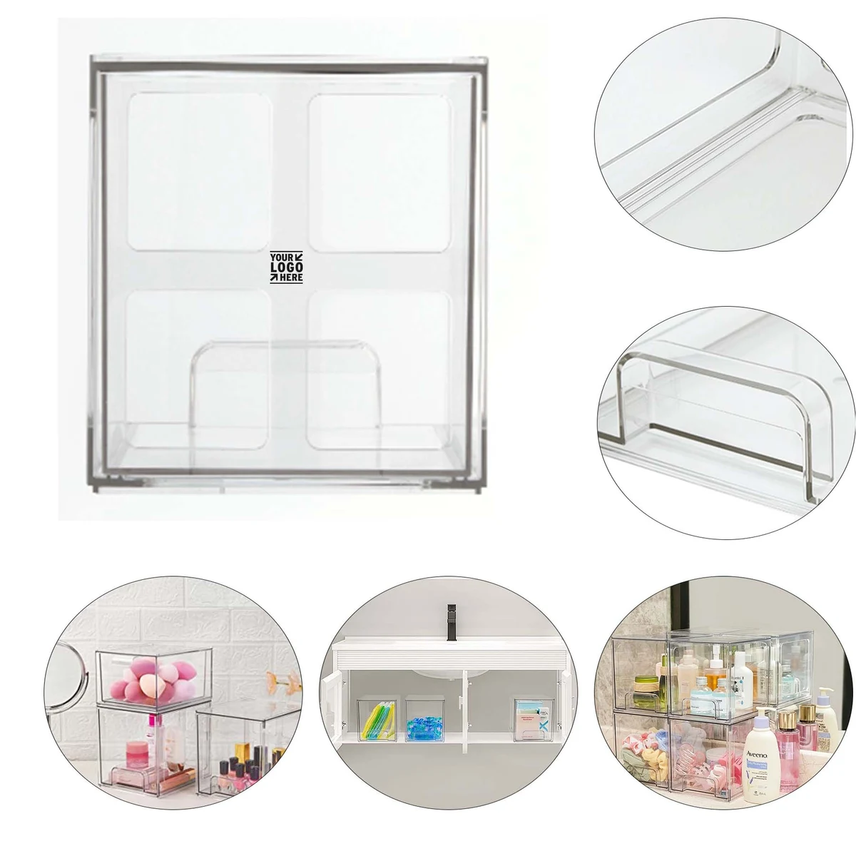 6.6'' Stackable Makeup Organizer Storage Drawer 1