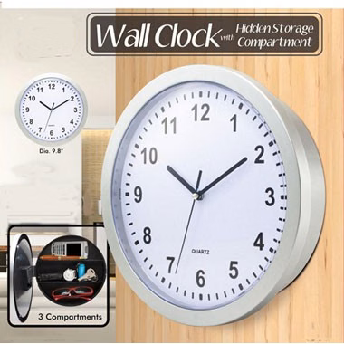 Wall Clock with 3 Hidden Storage Compartments