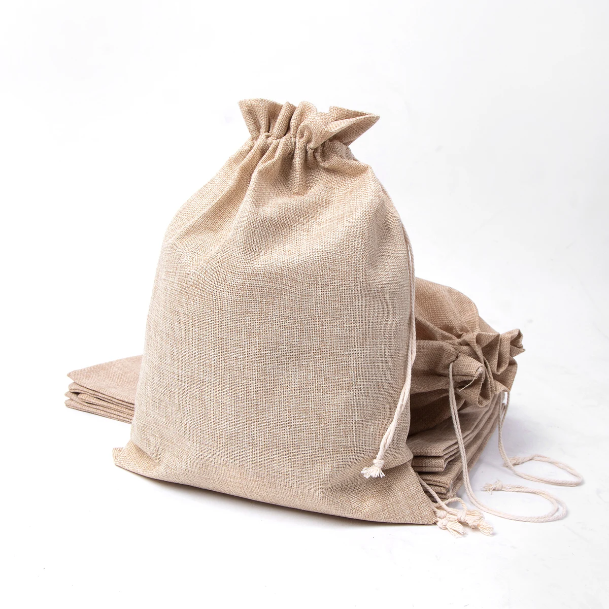 15 3/4" X 11 7/8" Burlap Drawstring Bag 1