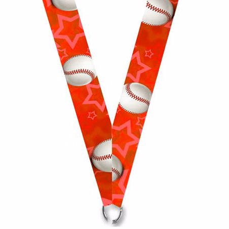 0.875" x 30" Red Baseball sublimated neck ribb