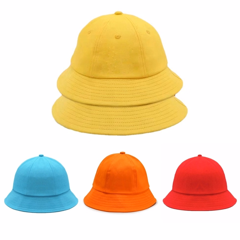 Kids Bucket Hat / Solid Color Cotton Beach Cap
