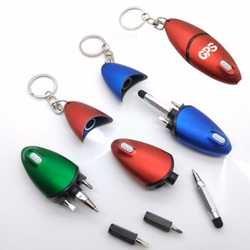 Multi-Function Ballpoint Pen With Led Light Screwdriver And Key Chain