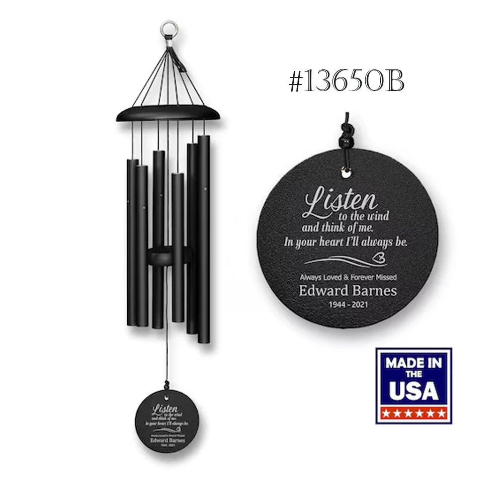 36" Black Powder Coated Aluminum Wind Chime Made in USA 1