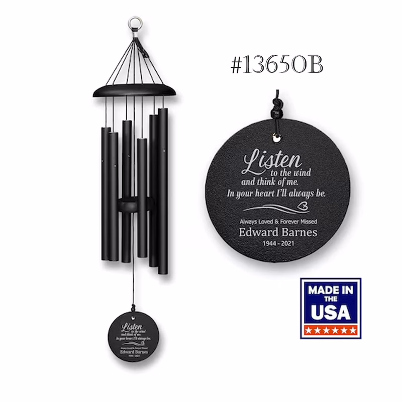 36" Black Powder Coated Aluminum Wind Chime Made in USA