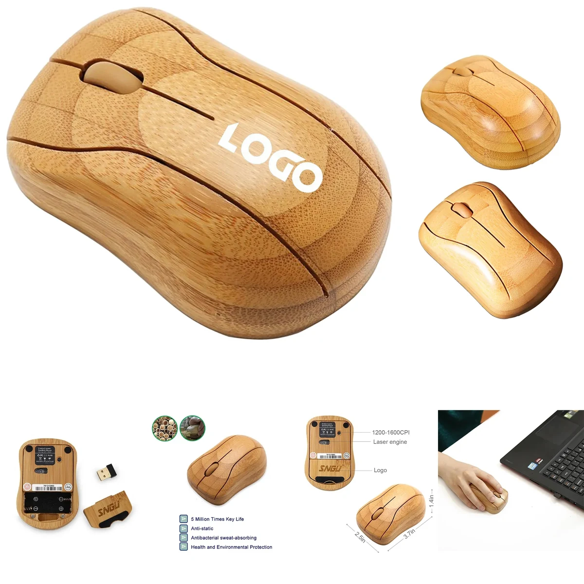 Wireless Optical Bamboo Mouse 1