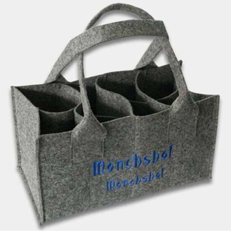 6 Bottle Wine Carrier Bag / Portable Felt Wine Bottle Tote Bag 1