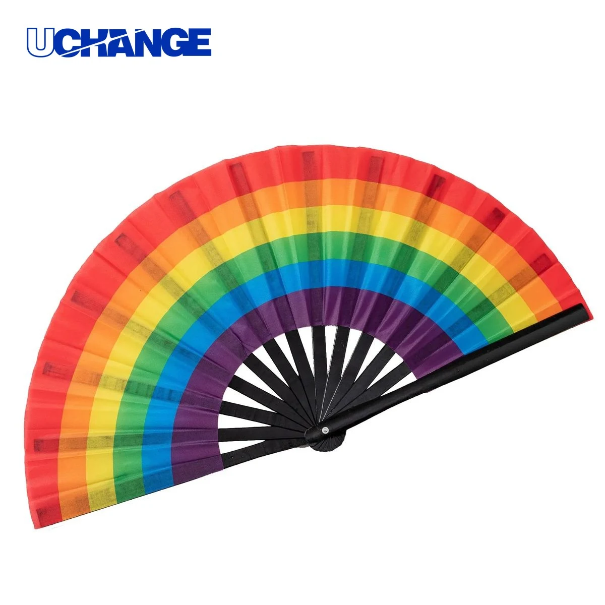 25" Bamboo Pride Folding Fan Event Hand Fan for Pride Parades & Festivals 1