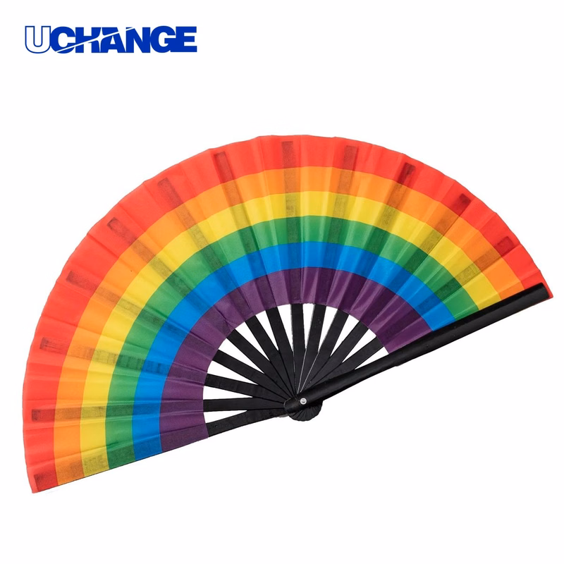 25" Bamboo Pride Folding Fan Event Hand Fan for Pride Parades & Festivals