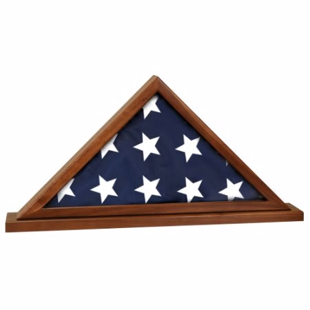 25 1/2" x 12 3/4" Walnut Genuine Flag Display Case with Base Attached