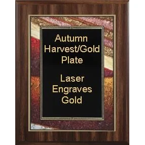 9" x 12" Classic Walnut Finish Plaque with an Autumn Harvest Art/Black Plate 1