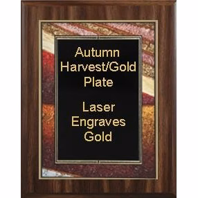 9" x 12" Classic Walnut Finish Plaque with an Autumn Harvest Art/Black Plate