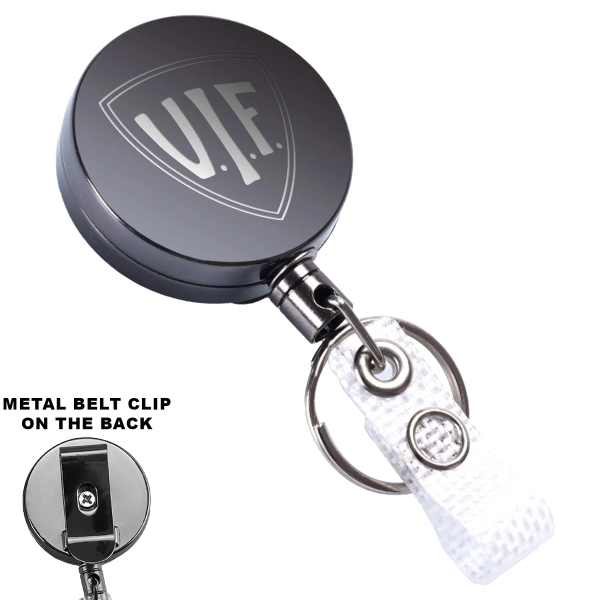 Round Heavy Duty Metal Badge Reel w/ Belt Clip 1