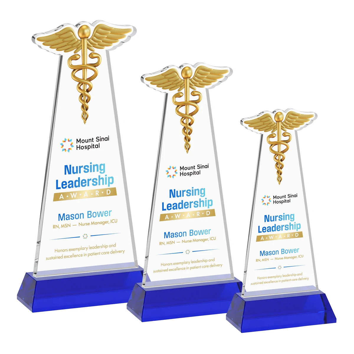Caduceus VividPrint™ Award on Hartford Base - Blue 1