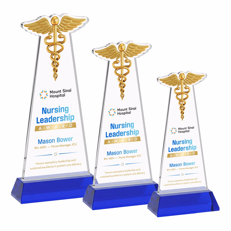 Caduceus VividPrint™ Award on Hartford Base - Blue