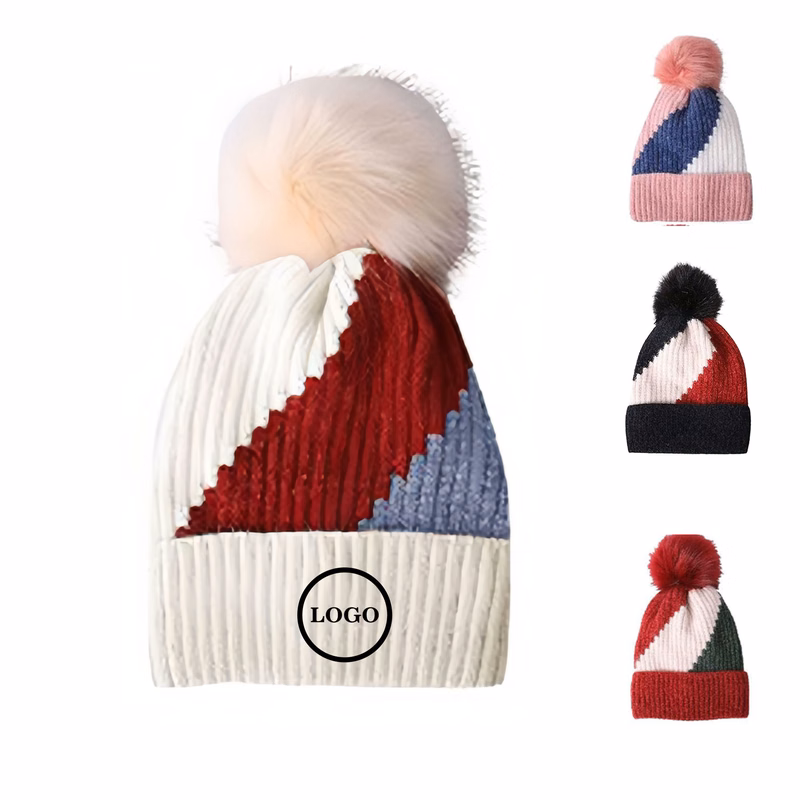 Knitted Winter Beanie with Pom-Pom