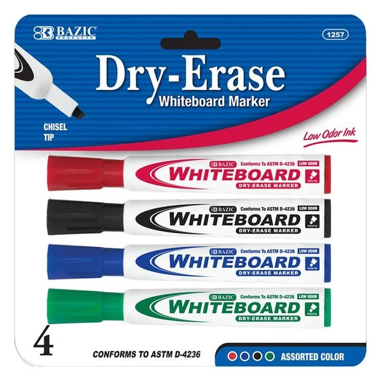 Dry-Erase Markers - 4 Pack Chisel Tip 1