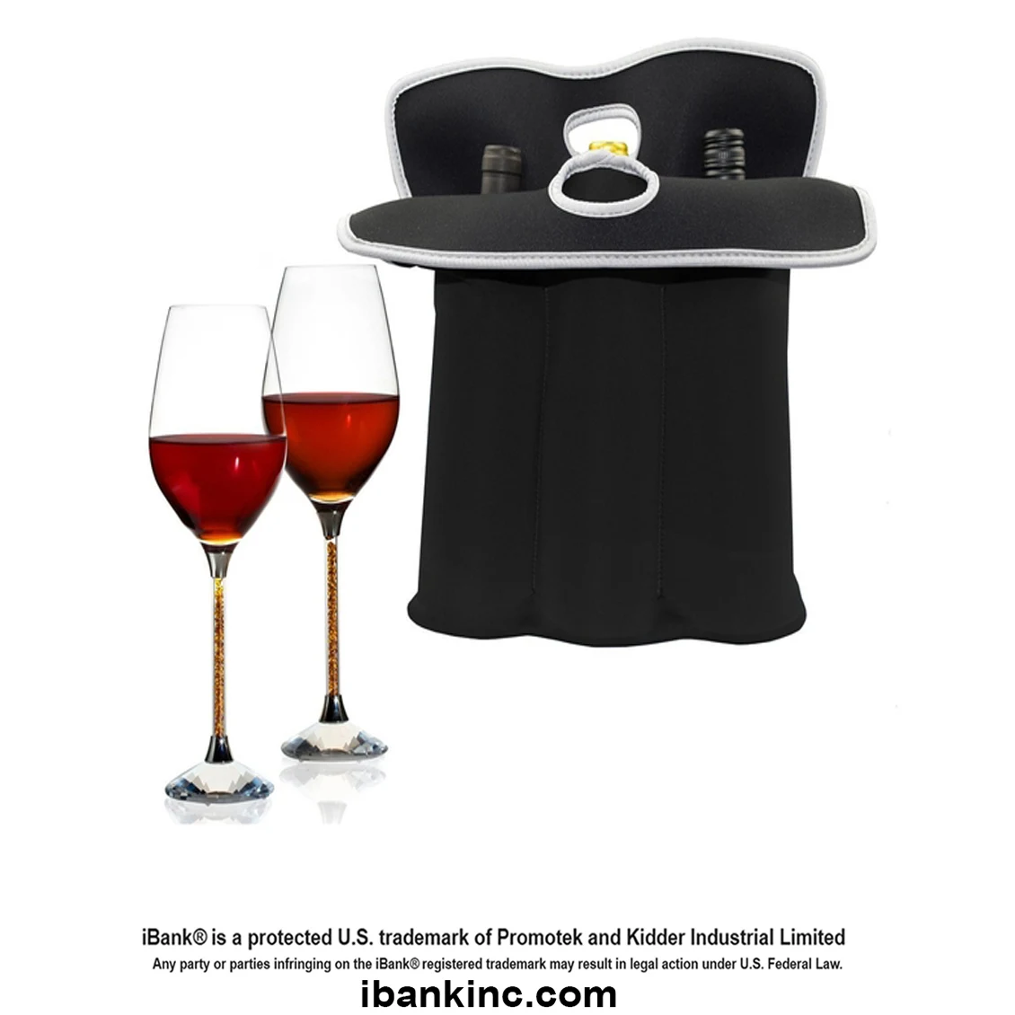 iBank ® 3-Bottle Neoprene Wine Carrier Tote Bag, Bottle Holder 1