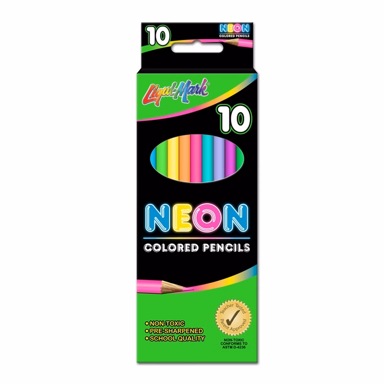10 Pack Neon Colored Pencils 7" Pre-Sharpened - Assorted Colors
