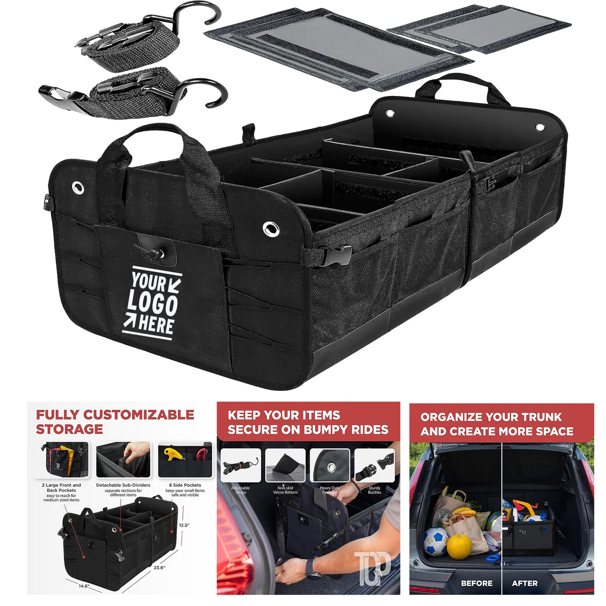 SUV Truck Car XL Premium Adjustable Compartment Foldable Heavy Load Cargo Storage Organizer 1